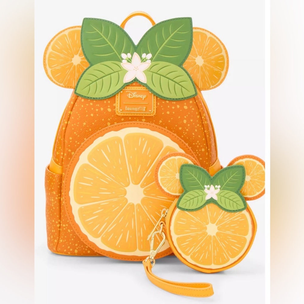 BNWT Loungefly Disney Minnie Mouse Orange Ears Scented Backpack & Coin Purse Set